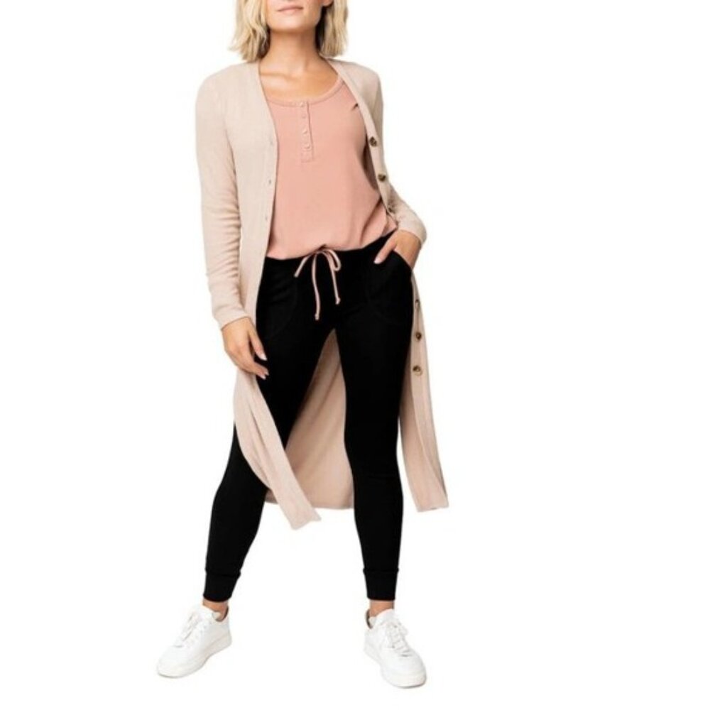 Gibson Look Ribbed Sweater Duster With Side Slits Sz XL